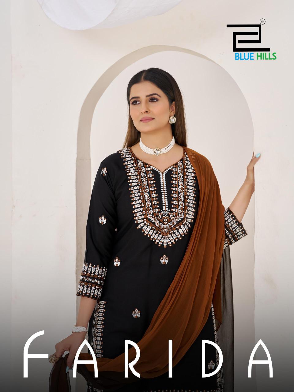 Blue hills farida wholesale embroidery kurtis